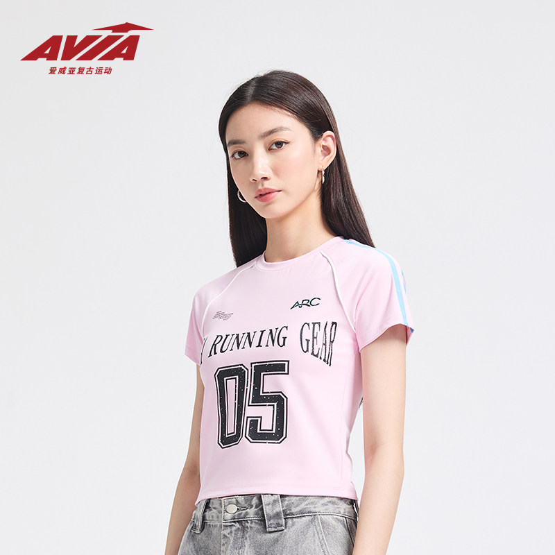 AVIA爱威亚ARC系列复古运动球衣夏季女款运动百搭休闲透气短袖T恤,运动服/休闲服装,运动T恤,淘宝优惠券,粉丝福利购,淘宝优惠卷