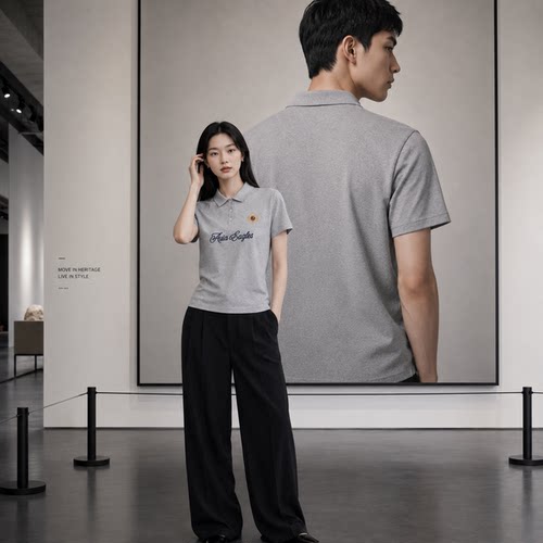 AVIA爱威亚灰色短款polo衫女夏