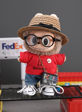 GD权志龙同款拉布布labubu红色T恤套装娃衣心动马卡龙1/2/3代衣服