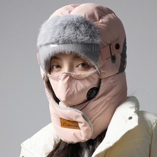 帽子女秋冬季防风骑车围脖一体护脸面罩东北保暖防寒雷锋帽男头套