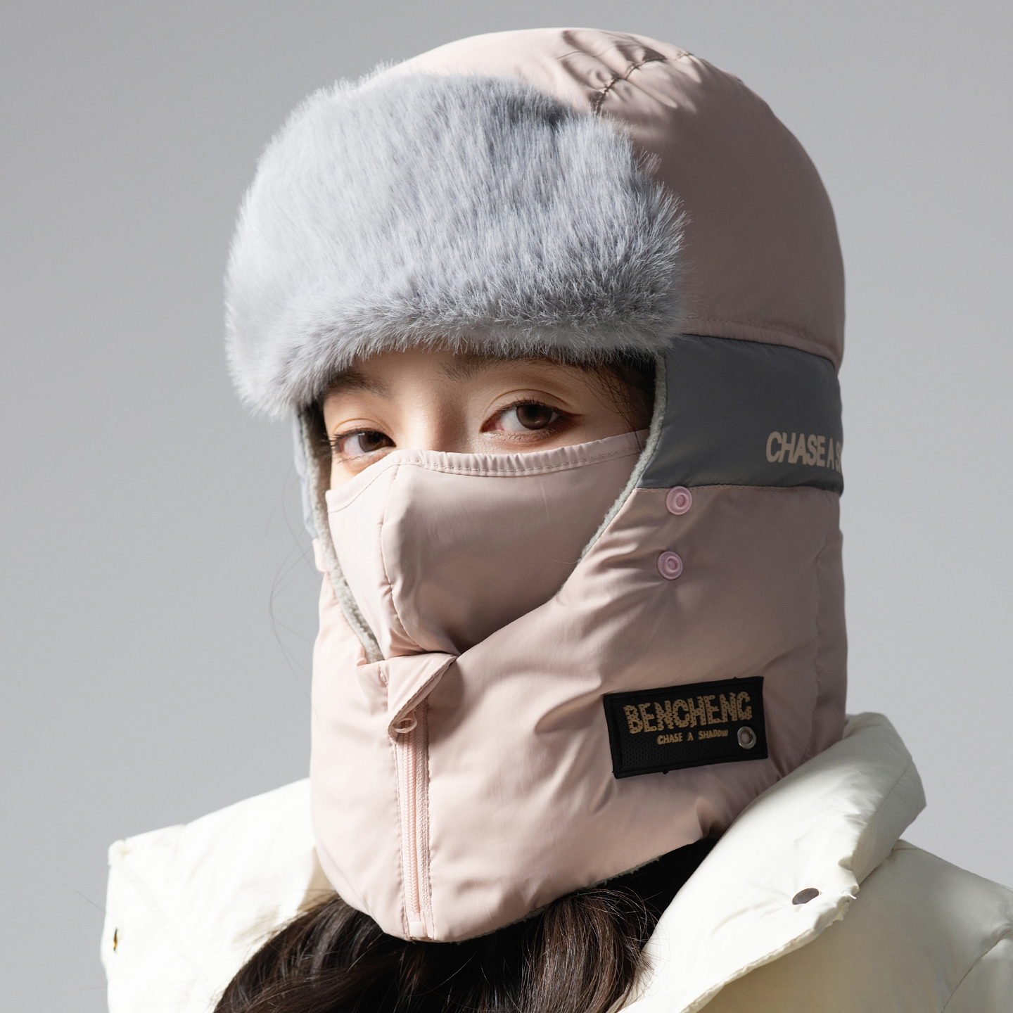 冬季保暖雷锋帽男女骑车一体套头