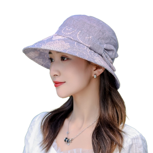 中老年人帽子女春夏天妈妈薄款布帽户外防晒遮阳帽时尚宽檐渔夫帽