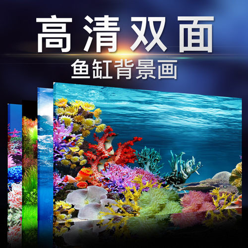 鱼缸背景纸画清图5d立体鱼缸壁纸背景画双面水族箱装饰鱼缸外贴纸