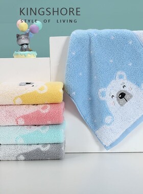 纯棉超柔软儿童洗脸毛巾家用全棉卡通可爱宝宝小孩专用吸水长方形