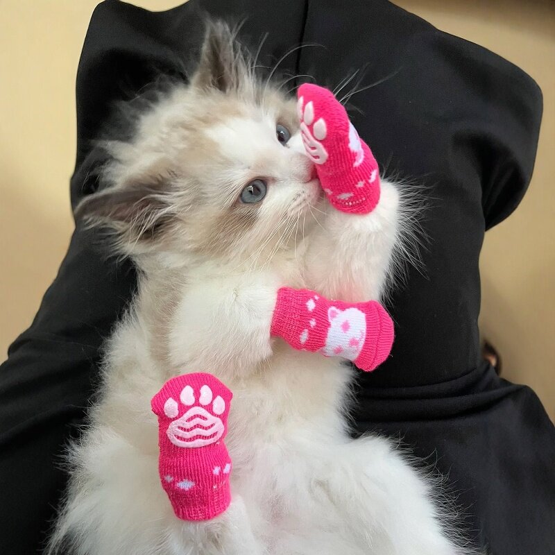 猫咪袜子防滑不掉脚套防抓布偶英短幼猫狗狗可爱秋冬宠物专用鞋子