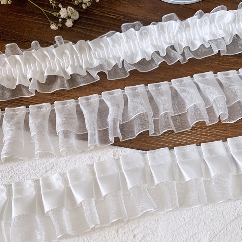 高档蕾丝花边辅料痛包diy材料装饰娃衣丝带荷叶边褶皱手工应援扇