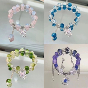 碎花蝴蝶手链高颜值ins琉璃手串送闺蜜好友学生党礼物儿童女手饰