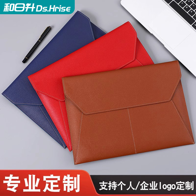 A4文件袋定制LOGO皮质档案资料收纳袋加厚按扣防水皮革大容量文件袋办公合同票据简历宣传袋子定制可印logo