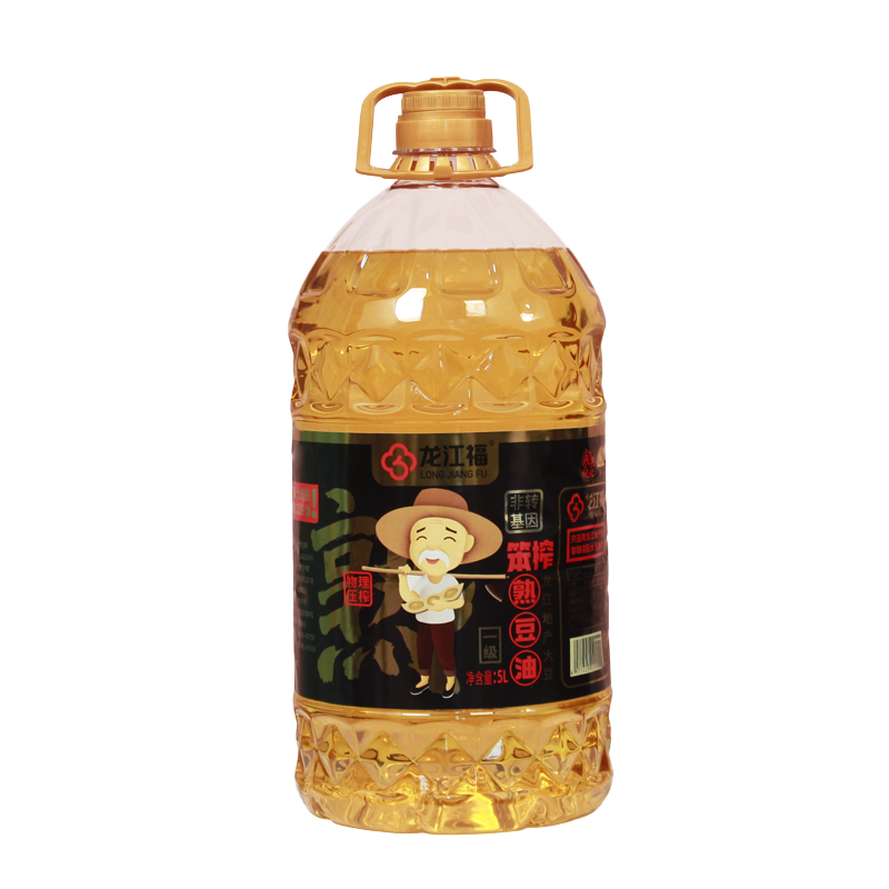 龍江福非轉(zhuǎn)基因一級笨榨熟豆油5升*4桶口感清淡物理壓榨食用油
