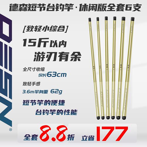 德森短节台钓竿休闲版湖库版全套