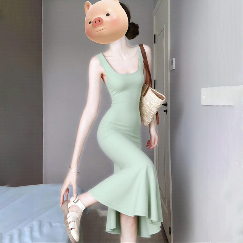 吊带连衣裙女掐腰修身带