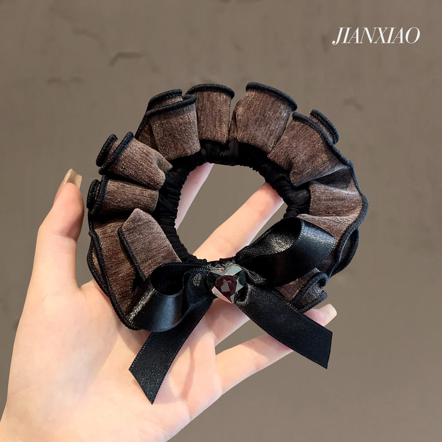 韩系少女木耳边发圈蝴蝶结肥肠圈甜美爱心水钻扎马尾丸子头花皮筋