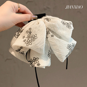 法式 复古小清新碎花后脑勺鲨鱼夹气质耐用飘带高马尾抓夹高档发夹