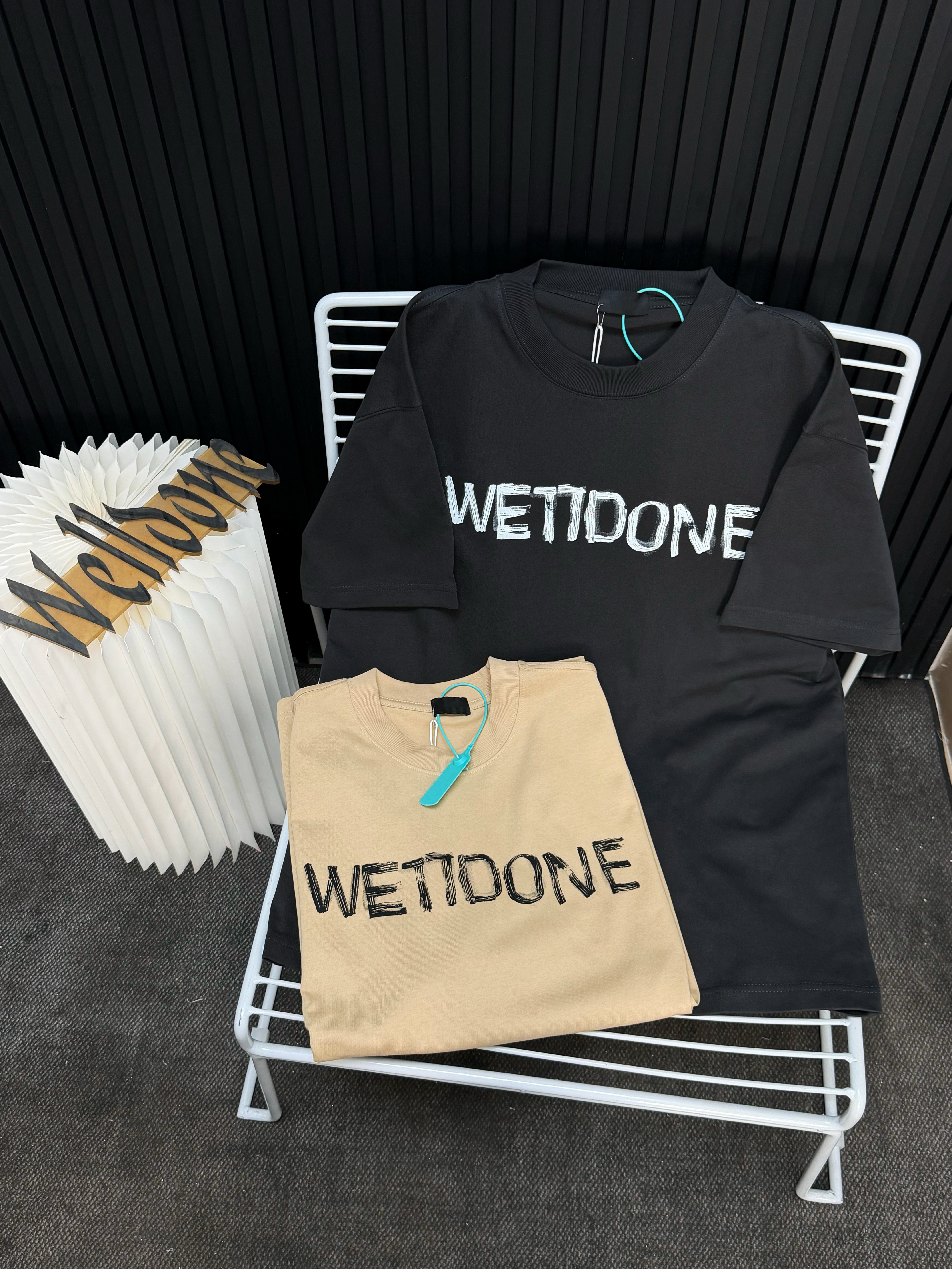WE11DONE短袖趣味手绘字母T恤男