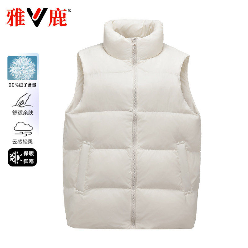 雅鹿羽绒服女背心宽松保暖马甲