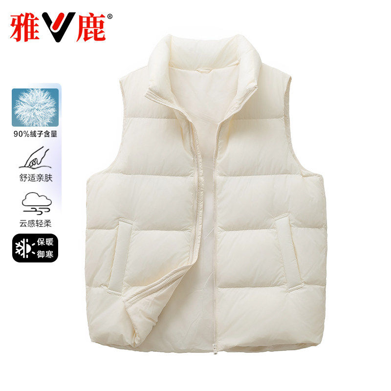 雅鹿羽绒服女背心宽松保暖马甲