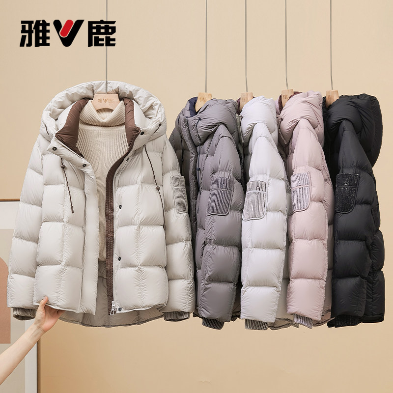 雅鹿新款羽绒服女冬加厚短款