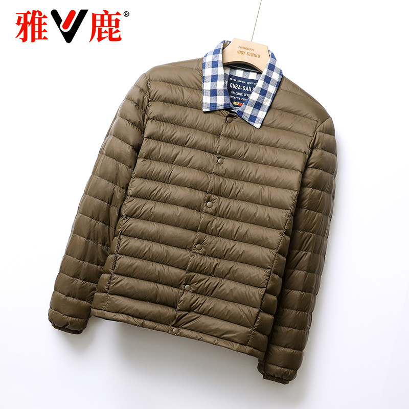 雅鹿轻轻薄羽绒服男保暖内胆无领