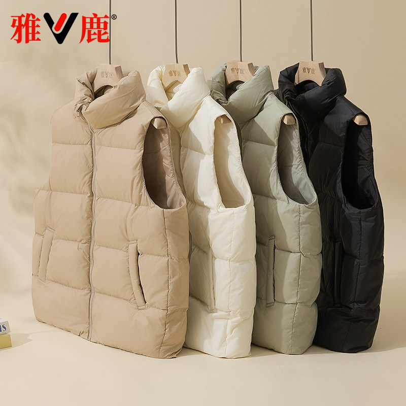 雅鹿羽绒服女背心宽松保暖马甲