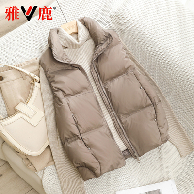 雅鹿韩版短款背心羽绒马甲