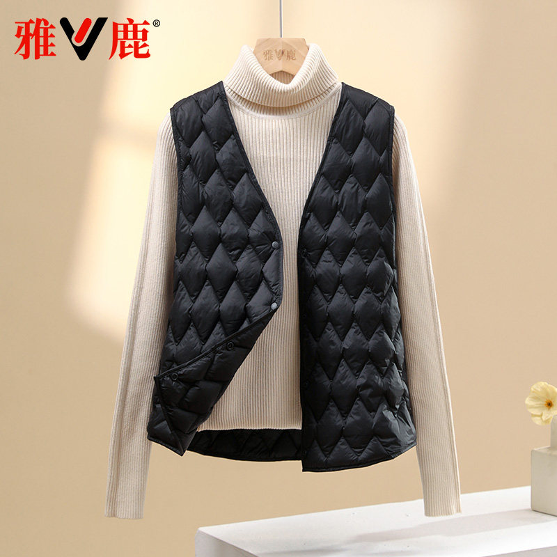 雅鹿短款v领冬季新款羽绒服女