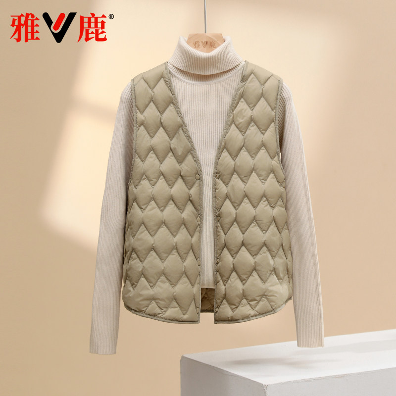 雅鹿短款v领冬季新款羽绒服女