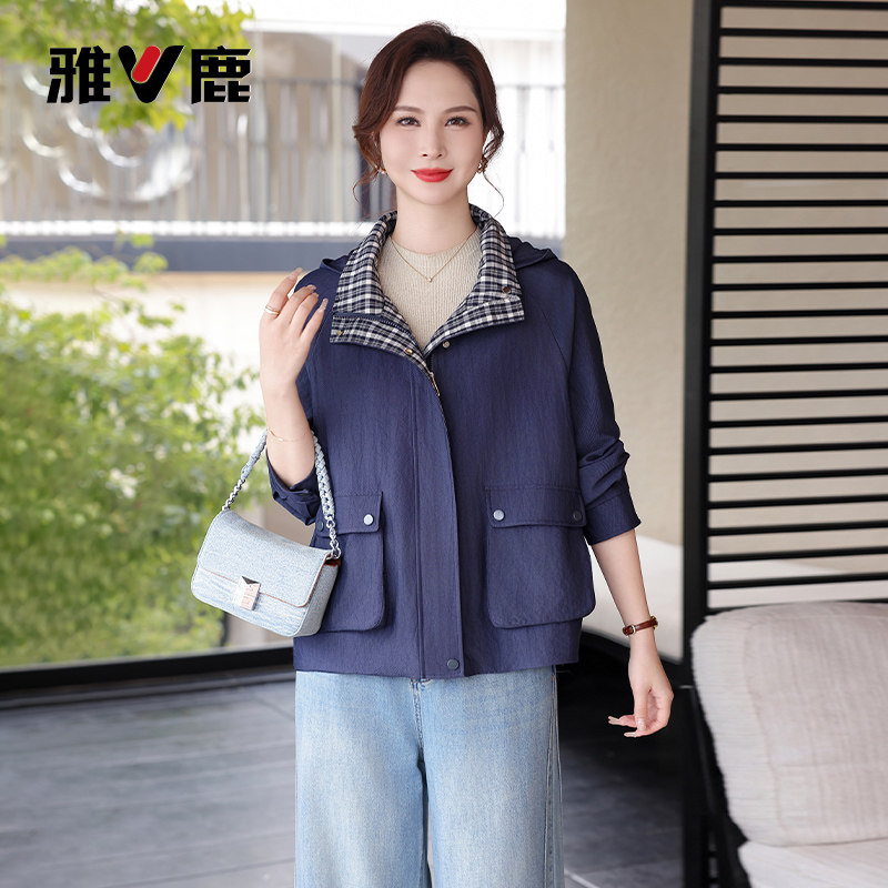 雅鹿中老年短款夹克外套女