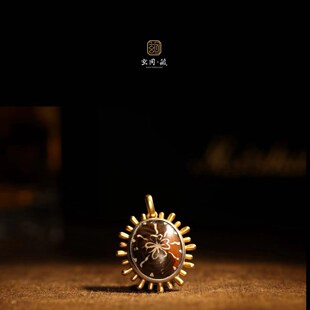 古法十字星四叶草吊坠黄金镶嵌原创设计款 宫廷 男女古典优雅新中式