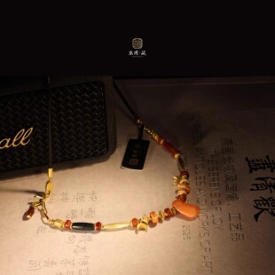 古法飞蛾玛瑙黄金项链手链两戴原创设计款 优雅气质高端 男女新中式