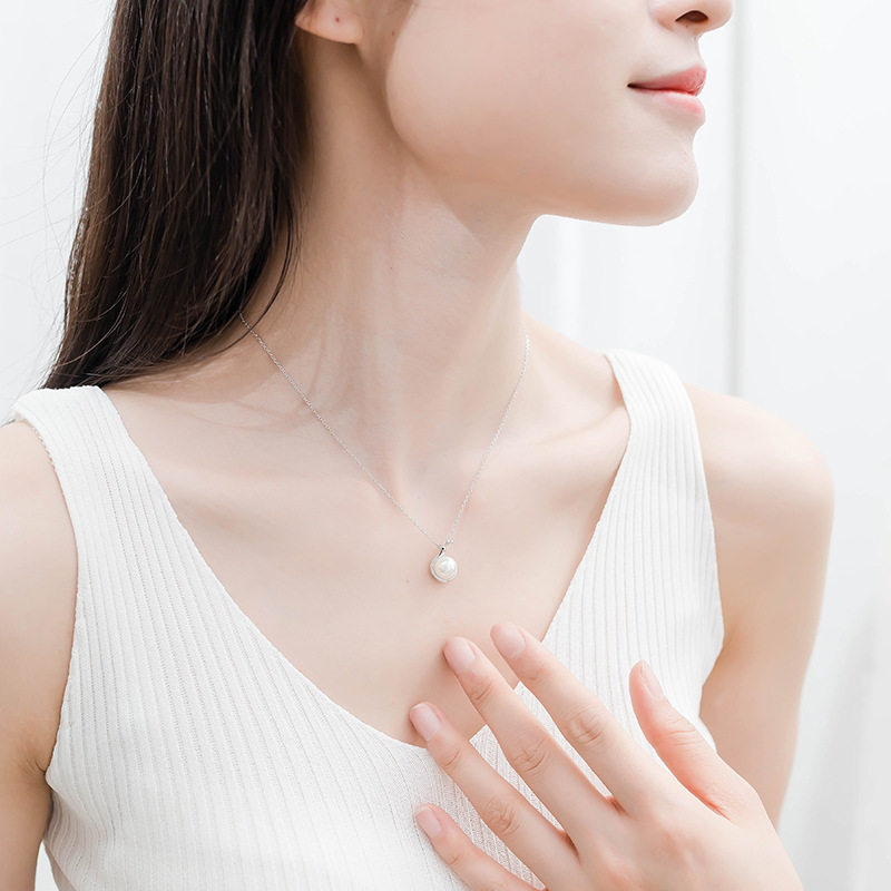 欧美吊坠锁骨链珍珠饰品银项链慵懒S925纯礼物宝艺龙时尚时光