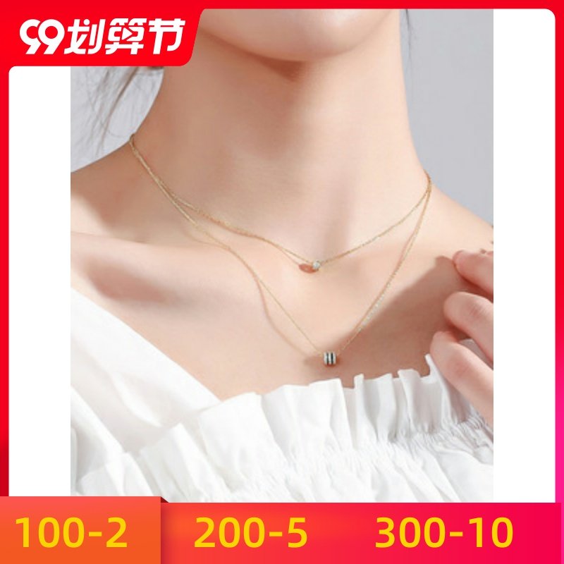 新款锁骨链项链洛世奇2020年女纯银元素双层设计感小众施华采用