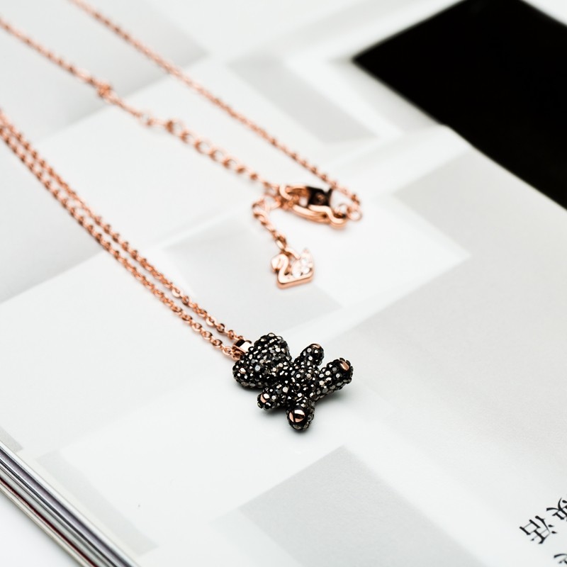 甜美可爱水晶施华小熊七夕礼物宠泰迪项链情人节锁骨链洛世奇女萌