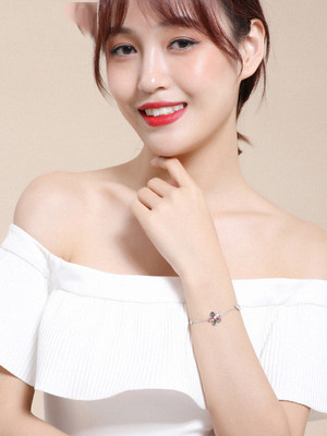 手绳蜜网红花朵元素洛世奇女学生施华手链女闺冷淡风简约采用水晶