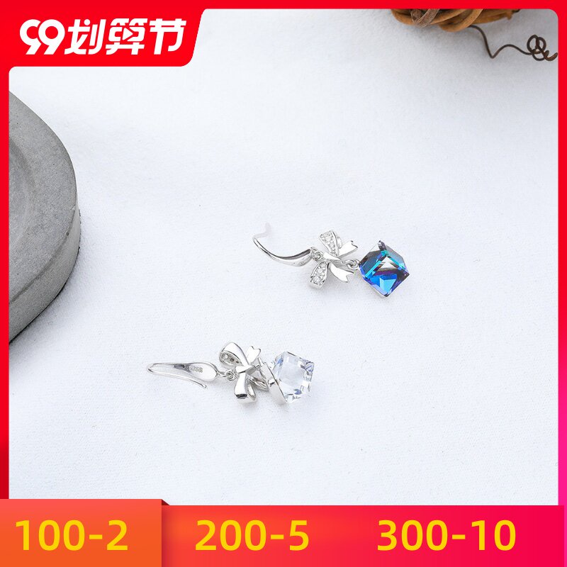 纯环元素跨境名媛爆款时尚配饰施华银耳气质洛耳钉水晶S925耳饰