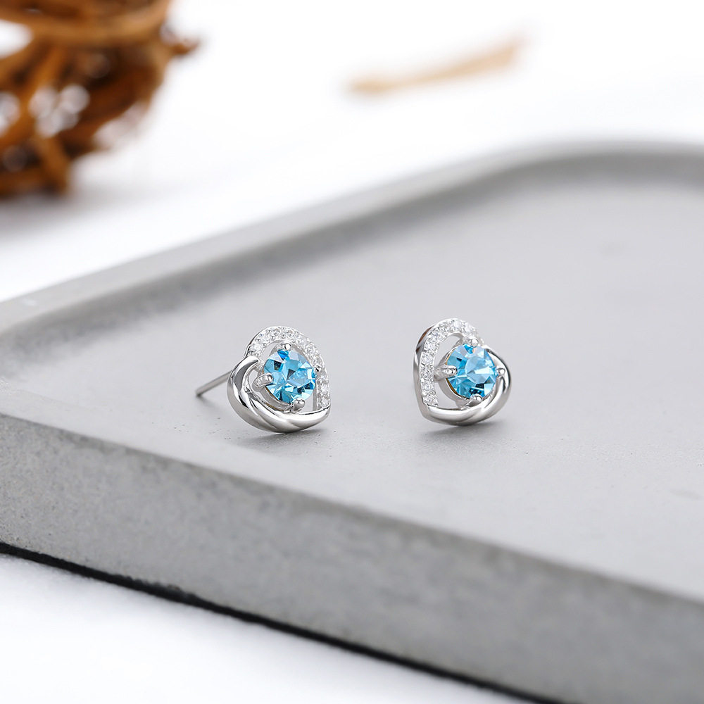 跨境采用银耳钉S925纯百搭爆款配饰世奇元素洛心形施华水晶耳饰