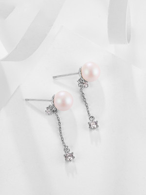 洛世奇钉女高级感珍珠耳环新款潮2020年元素纯耳饰女施华采用银耳