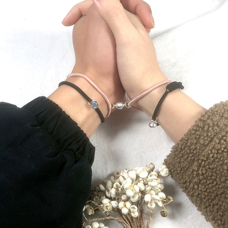 小皮筋男友带吸铁石手环情侣小皮套小祖宗手绳发圈两用头绳互相吸