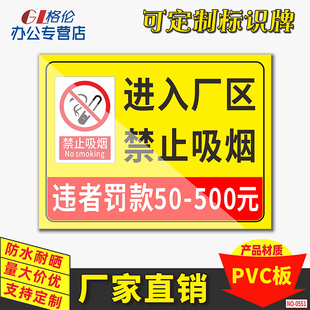 安全标识牌工厂车间严禁烟火禁止入内仓库机房重地闲人免进靠近警示牌提示牌定制 进入厂区禁止吸烟违者罚款