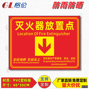 灭火器放置点标识牌灭火器放置区存放处标志牌消防器材严禁挪用移动遮挡警示警告标示牌安全提示牌