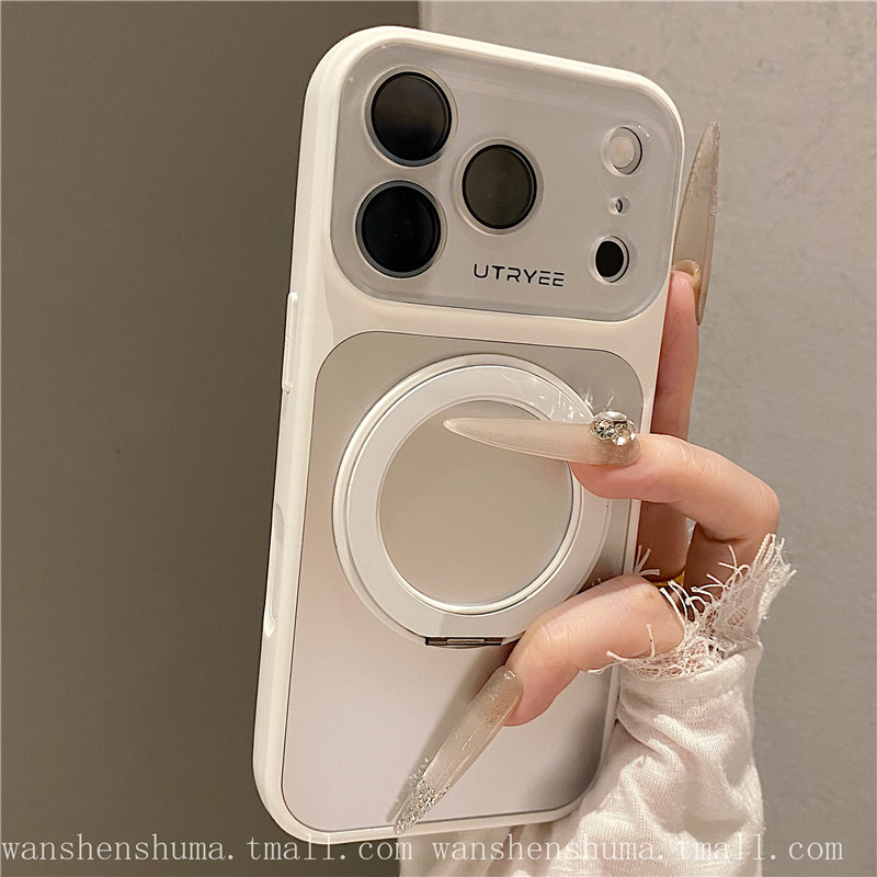 适用苹果17promax手机壳iPhone17Pro镜头全包防摔创意高级感16银白色旋转磁吸支架ins简约小众轻奢网红情侣女