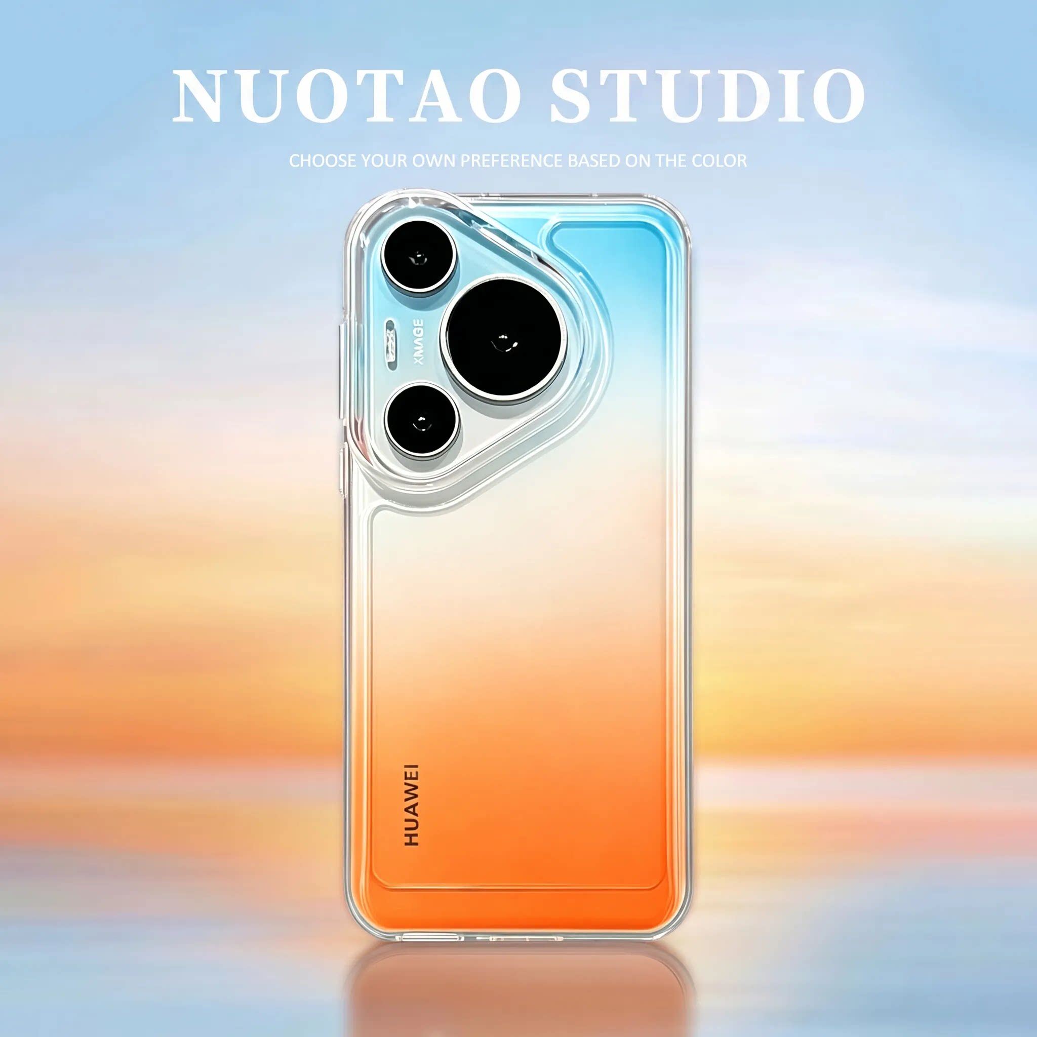 适用华为pura90pro手机壳新款橘子海渐变色Pura90pro高级感镜头全包防摔P80+网红高档超薄透明太空小众创意女