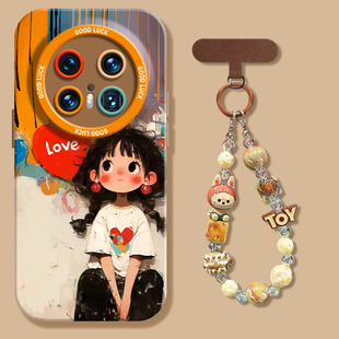 女款 创意mate70Air硅胶mate60高级感mt50全包防摔m40 适用华为mate80pro手机壳新款 秋冬外壳 涂鸦小女孩