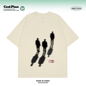 CoolPlan虚幻朦胧设计感简约小众做旧美式复古短袖t恤男女同款