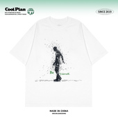 复古街头小众设计男女短袖 Yourself斑驳抽象人美式 宽松百搭t恤