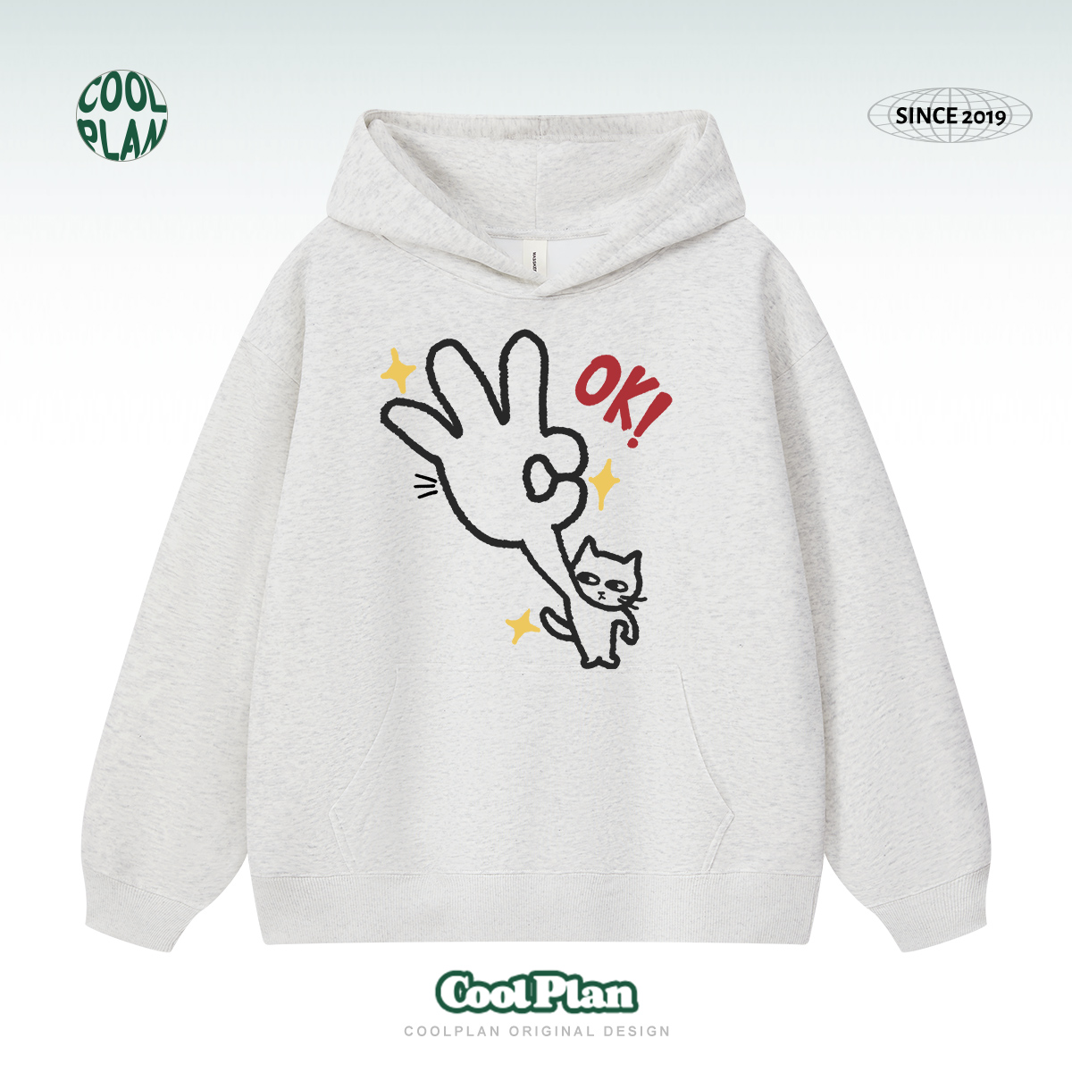 【万般皆Ok】猫咪趣味手绘涂鸦卫衣秋冬男女慵懒上衣创意连帽衫