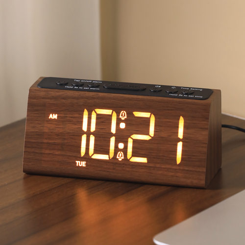 复古木质电子时钟表摆台式高颜值