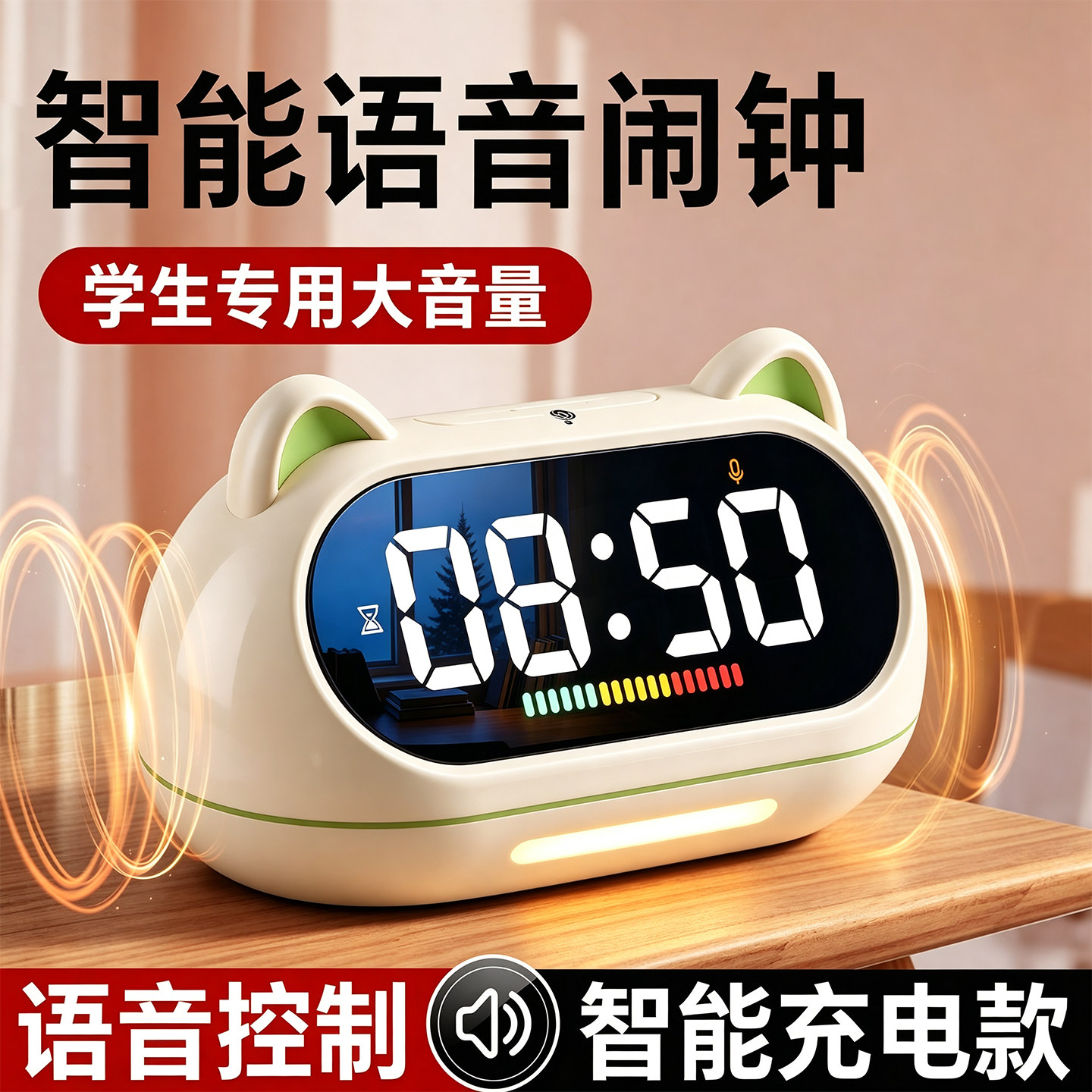 语音控制智能闹钟儿童专用电子钟