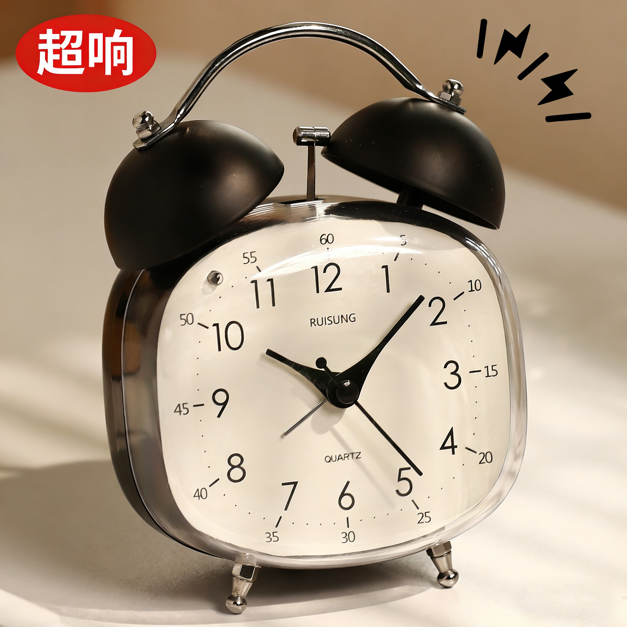 老式机械闹钟强力叫醒学生专用起床神器初中生儿童桌面静音时钟表
