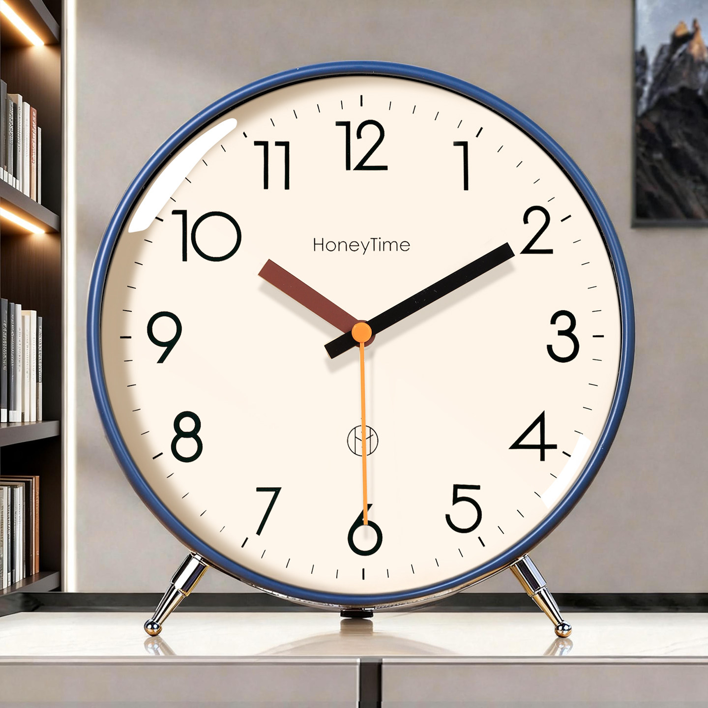 简约静音座钟客厅家用桌面大号时钟表摆台式老人专用电子闹钟摆件