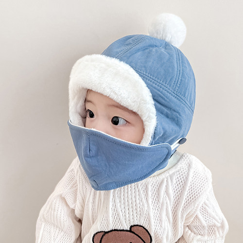 秋冬季婴儿帽子金顶冠毛绒帽